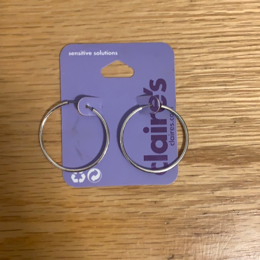 Clairs medium silver hoop earrings NEVER WORN